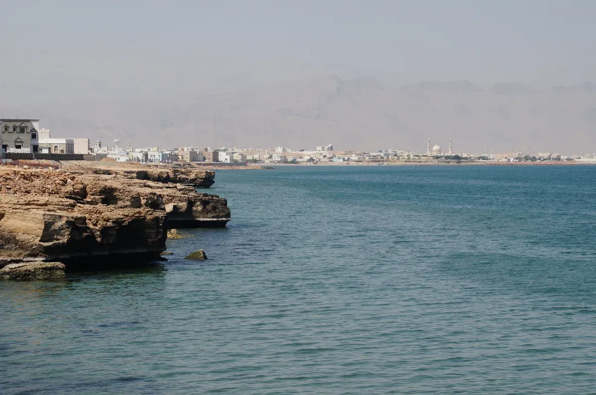 Sur seen across the bay from the east, a town base for Wadi Shab day trips in Oman